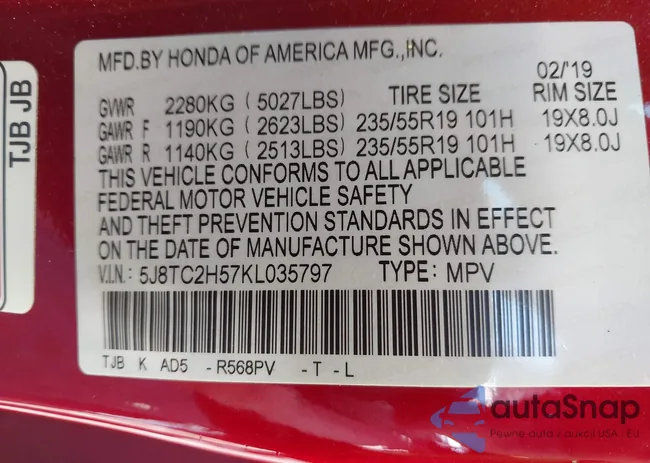 5J8TC2H57KL035797: 42722986