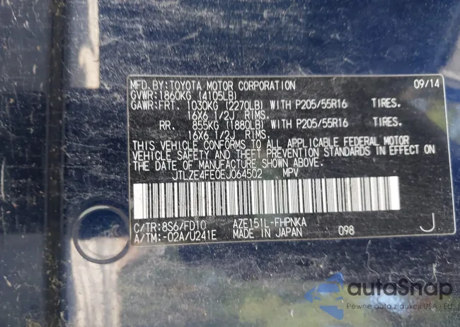 JTLZE4FE0EJ064502: 42724235