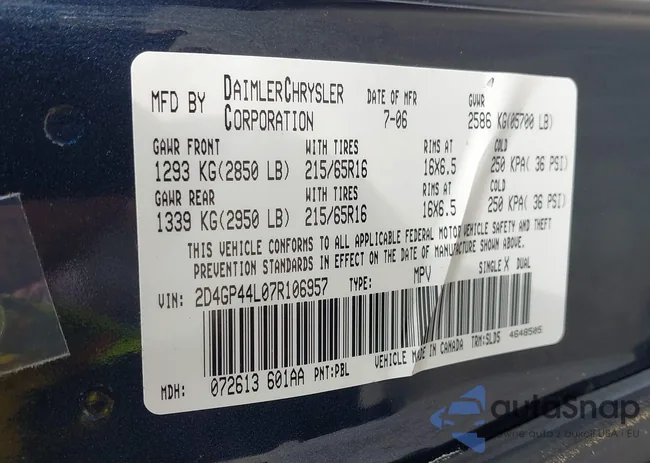 2D4GP44L07R106957: 42724310