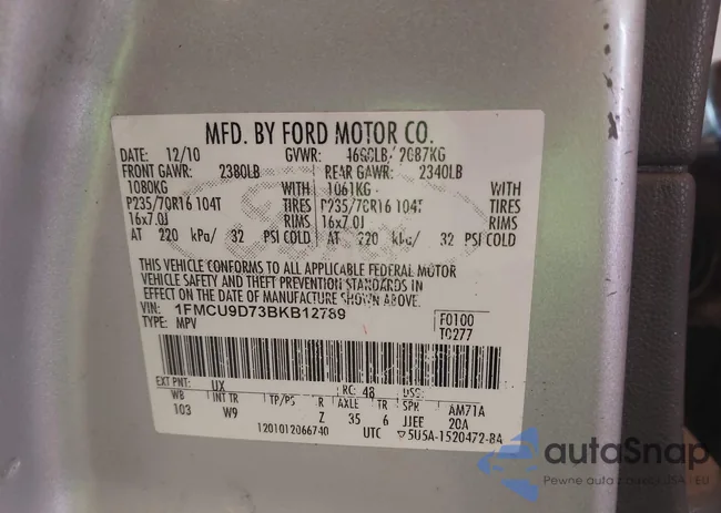 1FMCU9D73BKB12789: 42723967