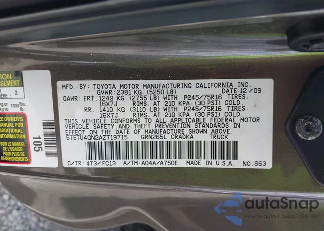 5TETU4GN2AZ719715: 42724147