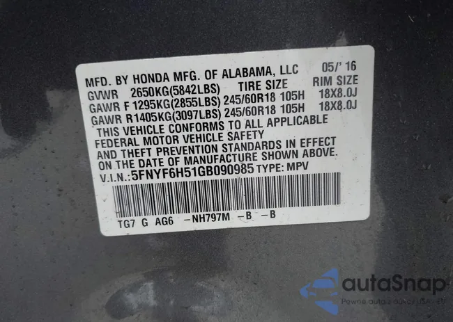 5FNYF6H51GB090985: 42724155