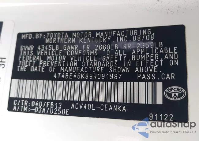 4T4BE46K89R091987: 42725287