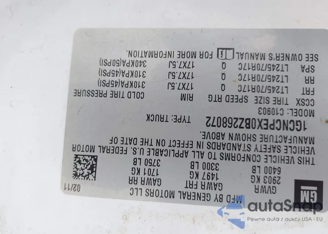 1GCNCPEX0BZ268072: 42725341