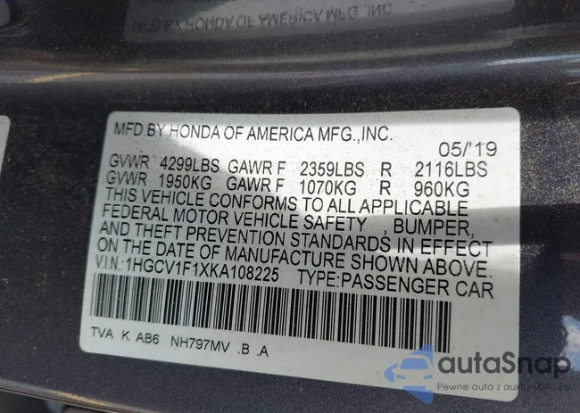 1HGCV1F1XKA108225: 42725156