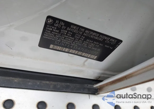 5UXFE43547L012072: 42726398