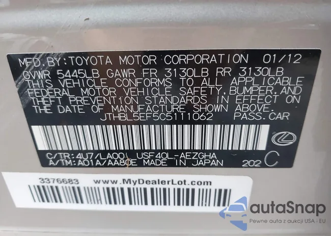 JTHBL5EF5C5111062: 42726458