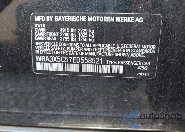 WBA3X5C57ED558521: 42726557