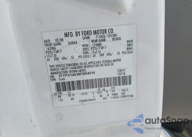 1FTPX14538FB54216: 42725904