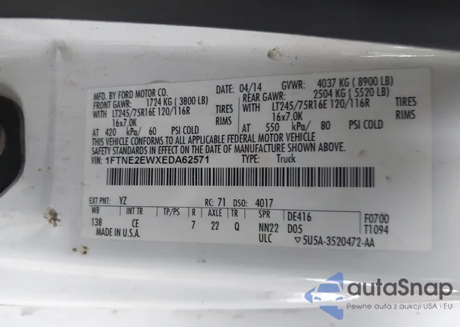 1FTNE2EWXEDA62571: 42727183