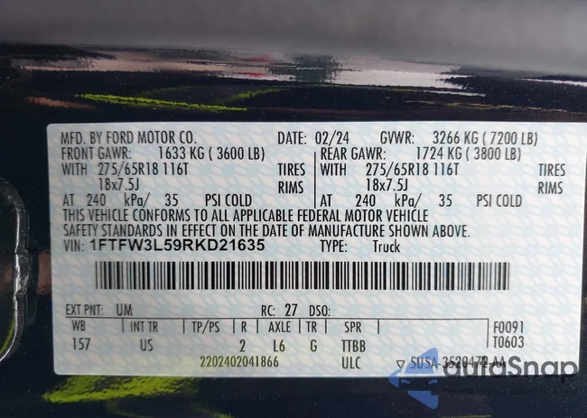 1FTFW3L59RKD21635: 42727223