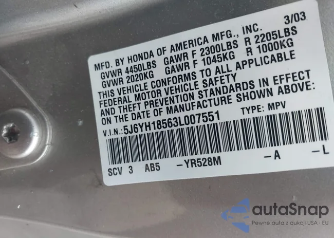 5J6YH18563L007551: 42727268