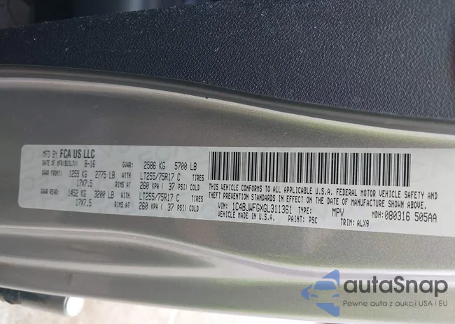 1C4BJWFGXGL311361: 42727341