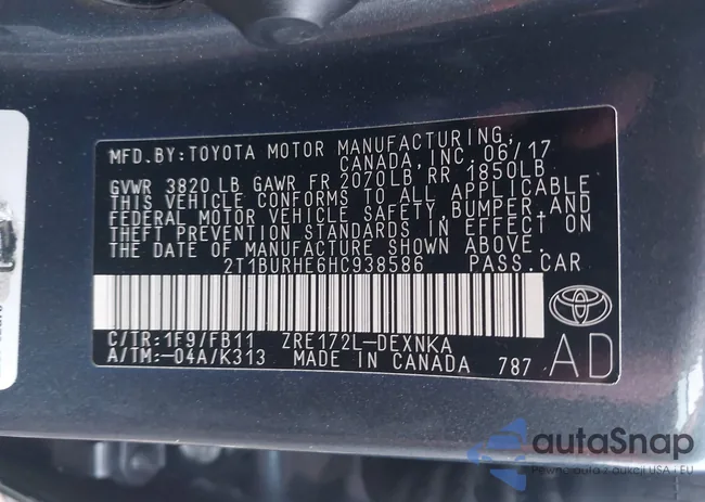 2T1BURHE6HC938586: 42727343