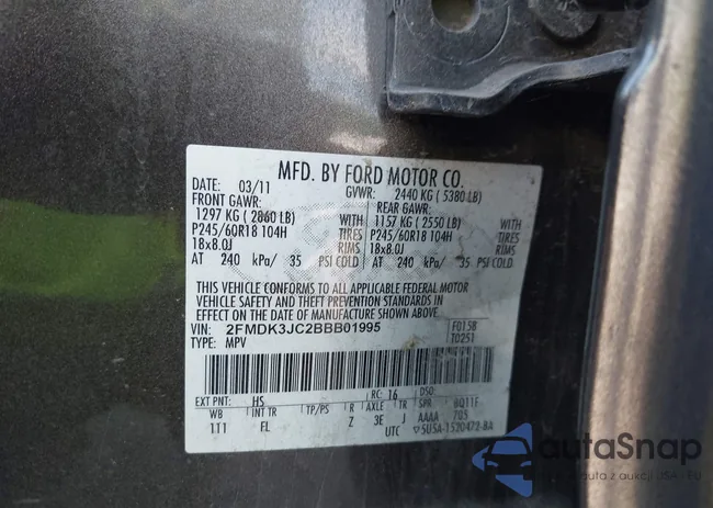 2FMDK3JC2BBB01995: 42727403