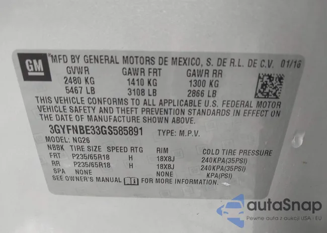 3GYFNBE33GS585891: 42727405