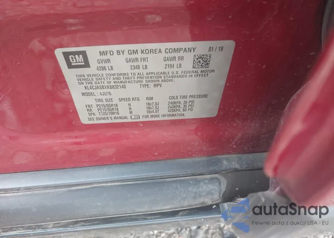 KL4CJASBXKB832140: 42727444