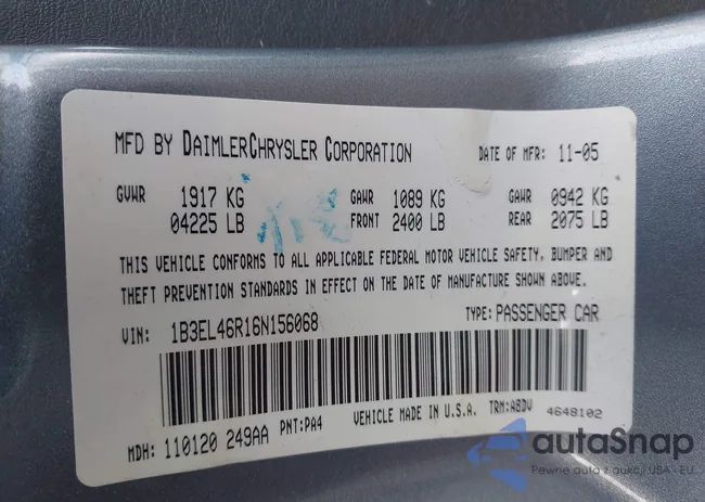 1B3EL46R16N156068: 42727486