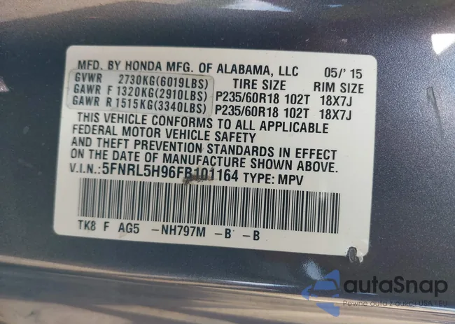 5FNRL5H96FB101164: 42727537