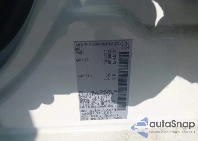 1N4BL4CV2SN352474: 42727579