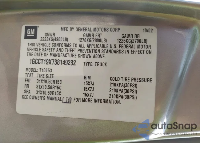 1GCCT19X738149232: 42727630