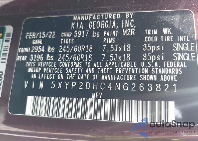 5XYP2DHC4NG263821: 42727631