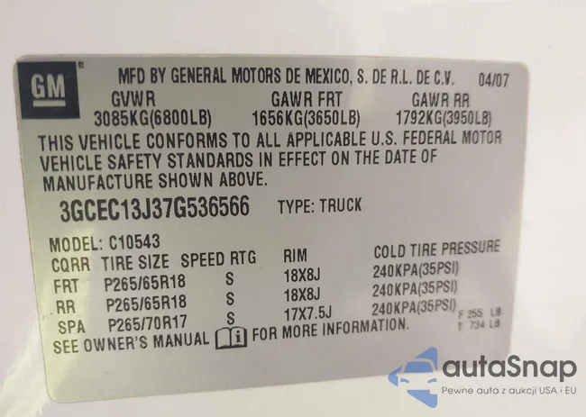 3GCEC13J37G536566: 42727632