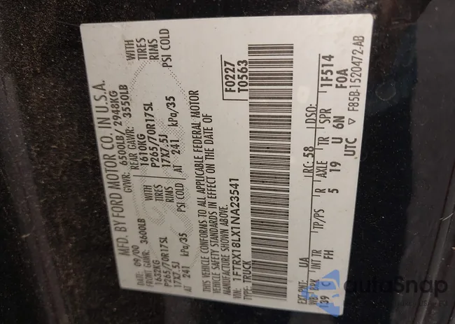 1FTRX18LX1NA23541: 42727656