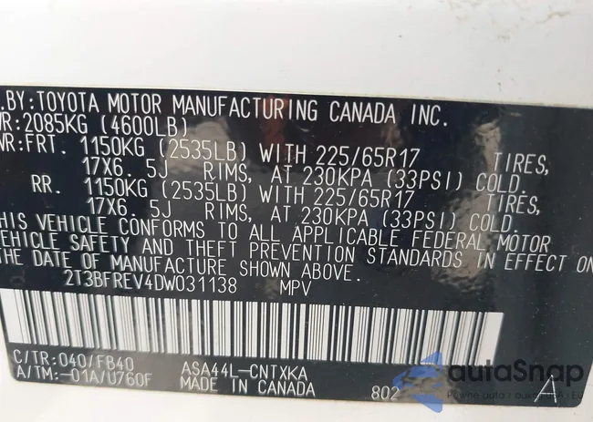 2T3BFREV4DW031138: 42727706