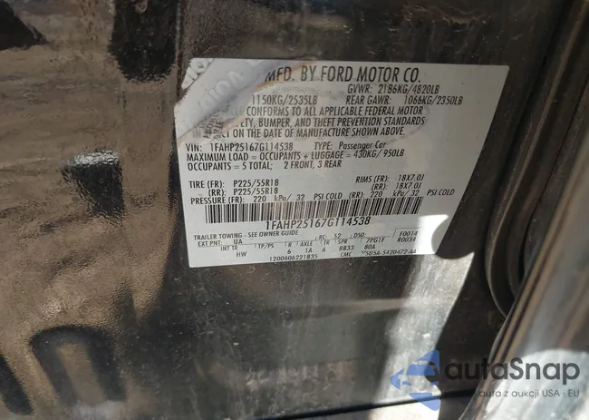 1FAHP25167G114538: 42727095