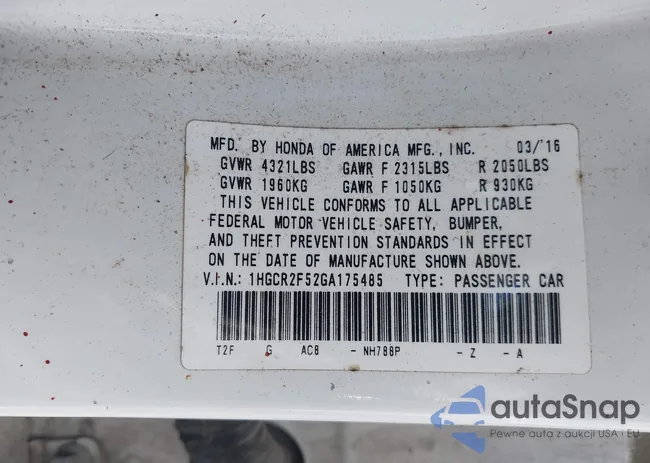 1HGCR2F52GA175485: 42727137