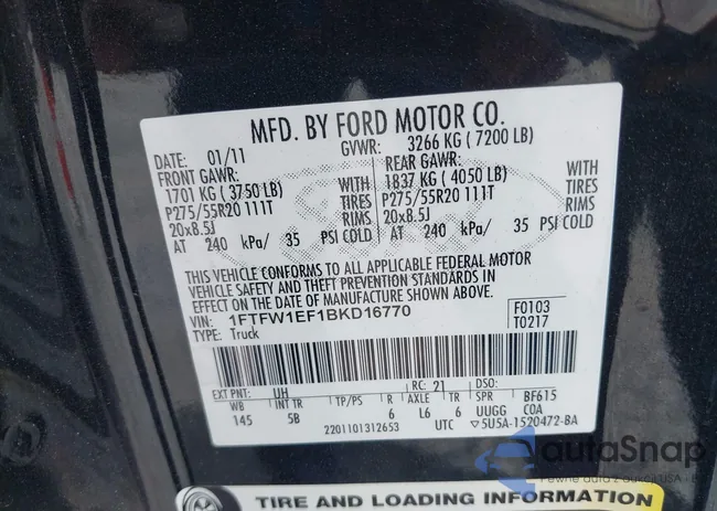 1FTFW1EF1BKD16770: 42728261