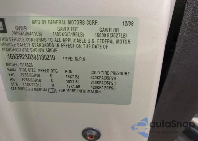 1GKER23D39J180219: 42728354