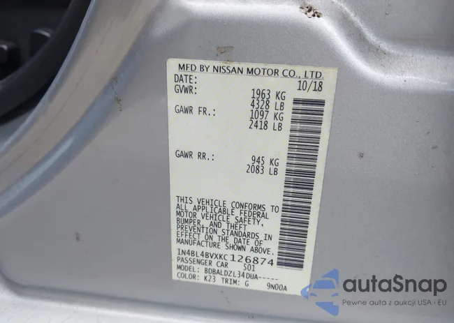 1N4BL4BVXKC126874: 42728480