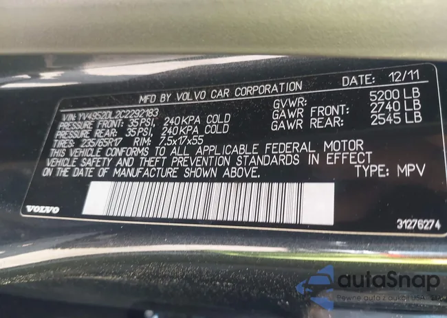 YV4952DL2C2292183: 42728604