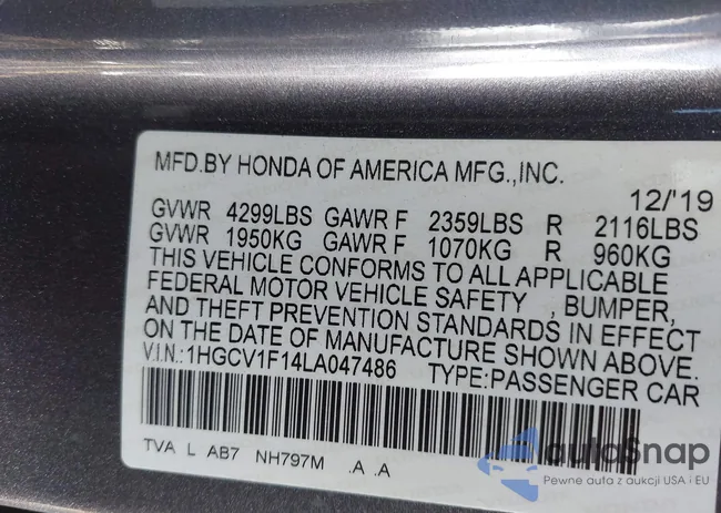 1HGCV1F14LA047486: 42728607