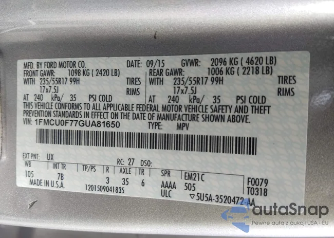 1FMCU0F77GUA81650: 42728636