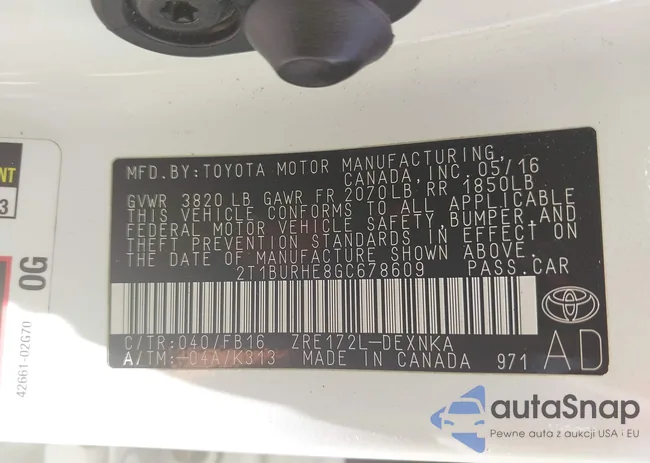 2T1BURHE8GC678609: 42728682