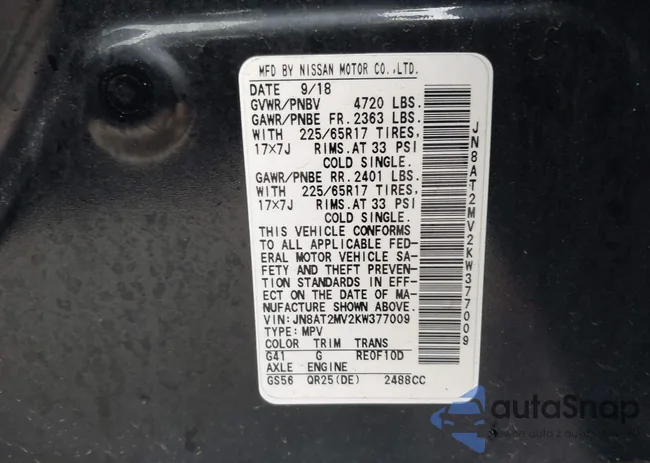 JN8AT2MV2KW377009: 42727745