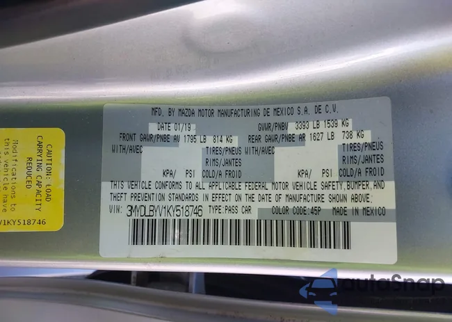 3MYDLBYV1KY518746: 42727899