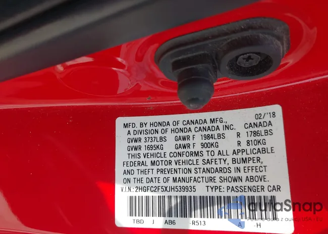 2HGFC2F5XJH539935: 42727978