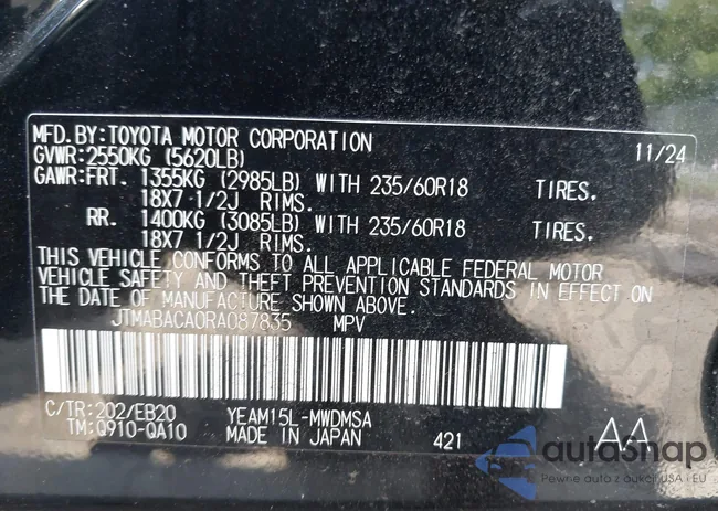 JTMABACA0RA087835: 42728054