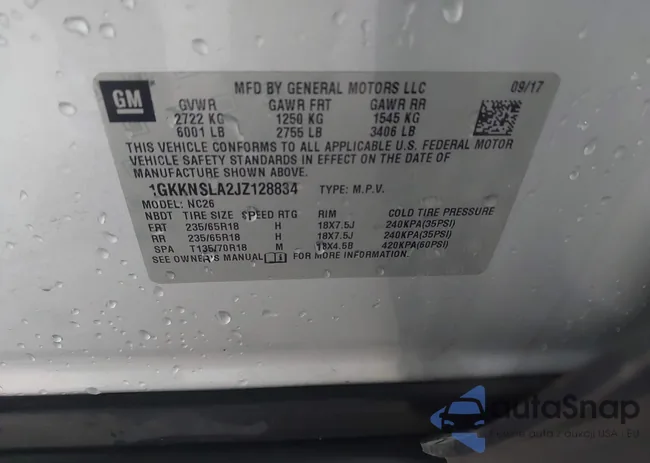 1GKKNSLA2JZ128834: 42728131