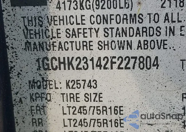 1GCHK23142F227804: 42729272