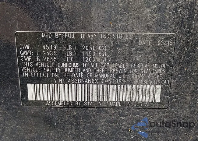 4S3BNAN6XF3051882: 42729442