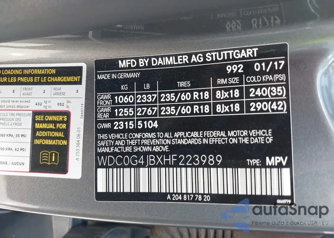 WDC0G4JBXHF223989: 42729527