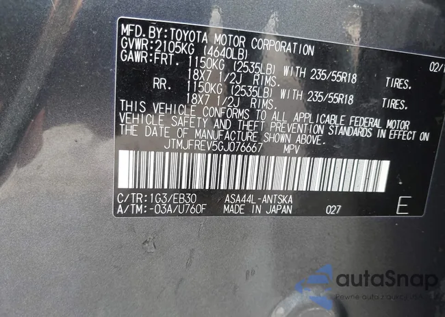 JTMJFREV5GJ076667: 42729631