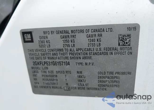 2GKFLPE31G615710: 42728774