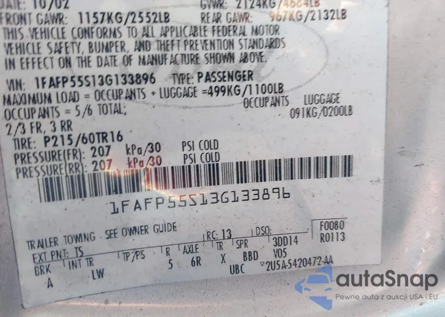 1FAFP55S13G133896: 42728821