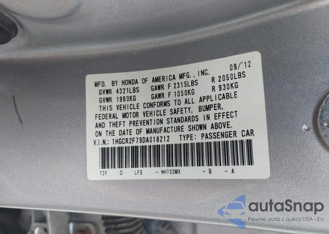 1HGCR2F79DA018212: 42728890